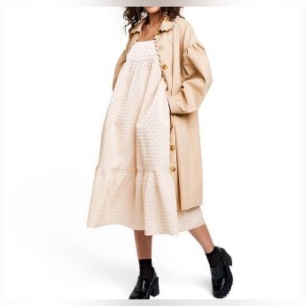 Kika Vargas X Target Textured Empire Waist Midi Dress in Champagne Size xS